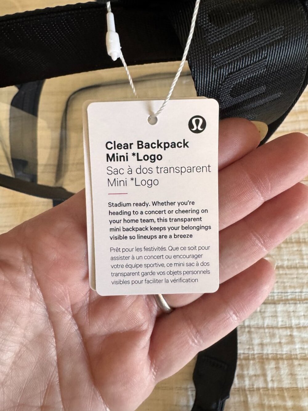 lululemon Clear Transparent Backpack Black Stadium Concert Festival Bag - Picture 3 of 4